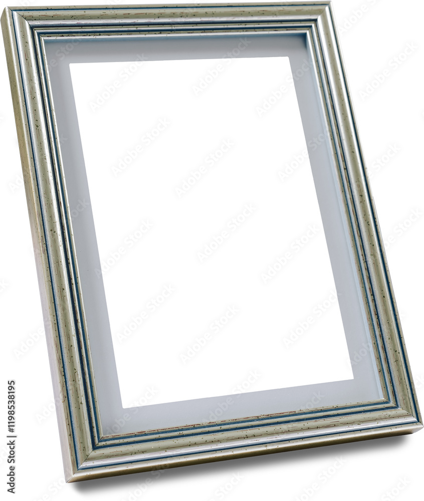 Fototapeta premium Antique Silver Frame - Minimalist Decoration on Transparent Background