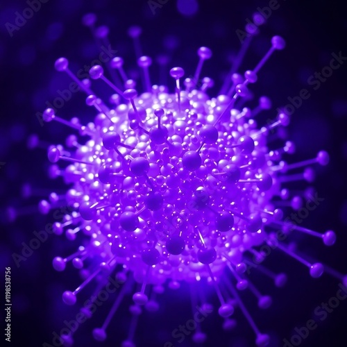 Microscopic Illustration of Purple Spiked Virus Particle