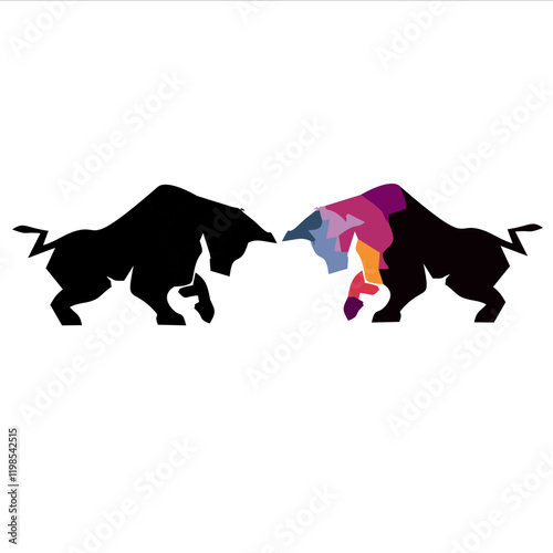 logo design of two fighting bulls