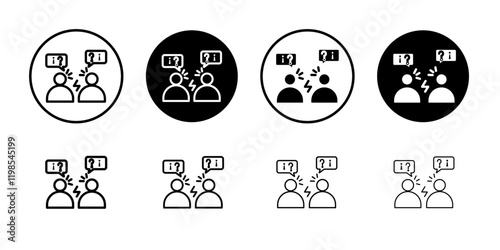 Angry people conflicts icon Flat art illustration in outline