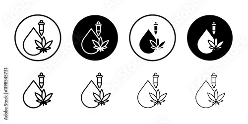 CBD oil drop icon Flat art illustration in outline
