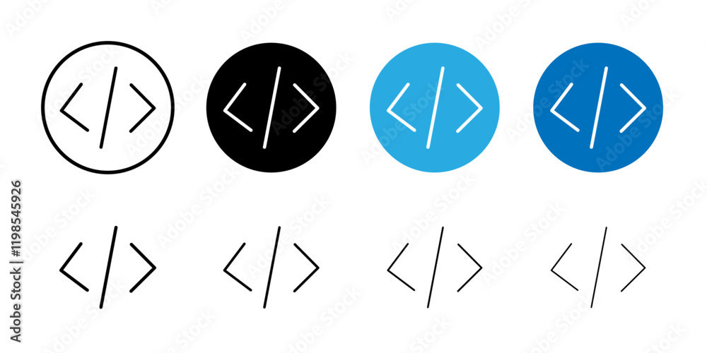 Coding icon Flat art illustration in outline Coding icon Flat art illustration in outline