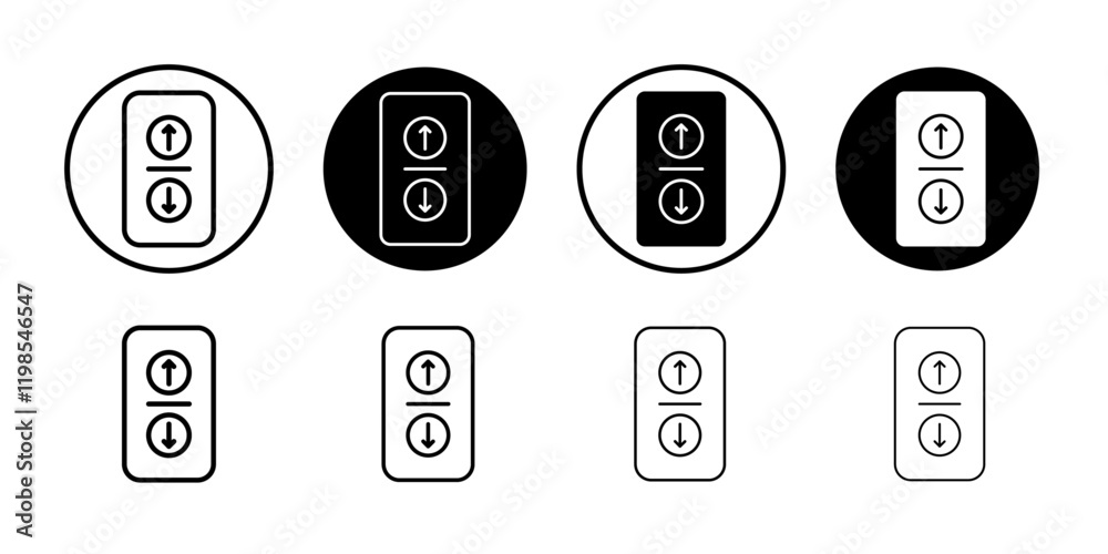 Elevator, lift button icon Flat art illustration in outline Elevator, lift button icon Flat art illustration in outline