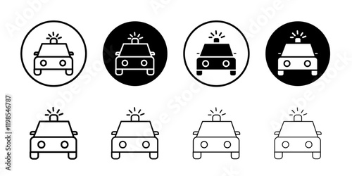 Flashing police car icon Flat art illustration in outline