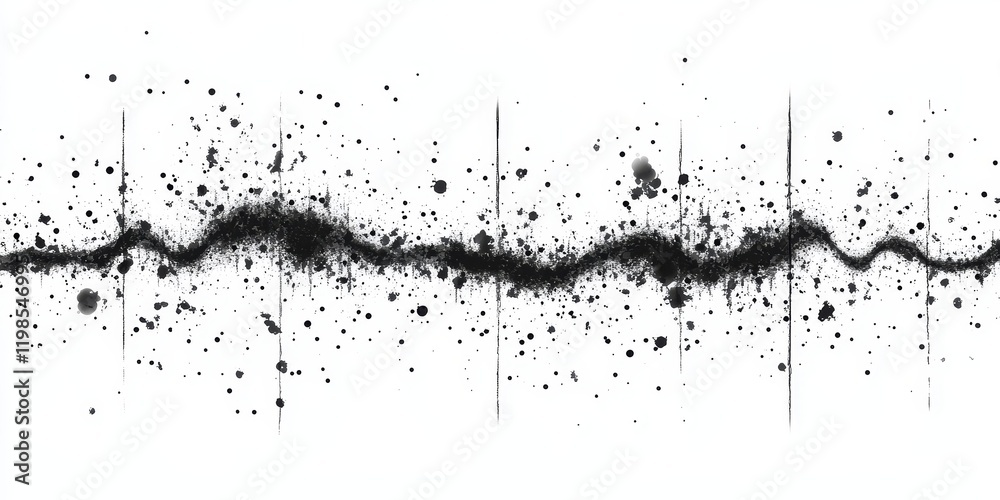 Abstract black ink splatter wave on white background. Abstract black ink splatter wave on white background.
