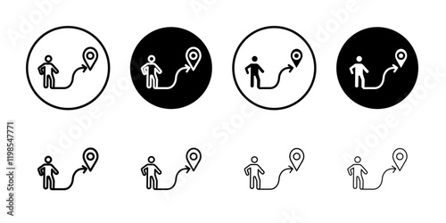 Man going to destination icon Flat art illustration in outline