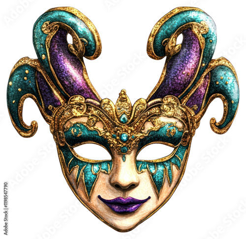 PNG Colorful Mardi Gras mask carnival elegant colors. photo