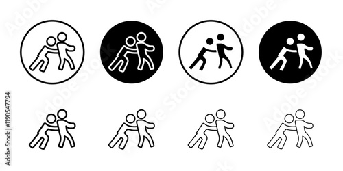 Man pushing another person icon Flat art illustration in outline