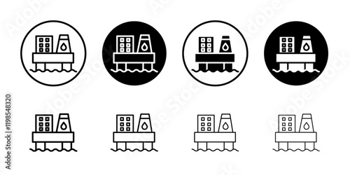 Oil platform icon Flat art illustration in outline