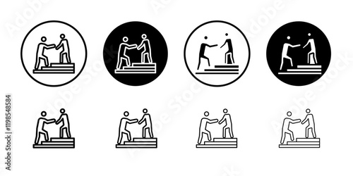 Person help someone icon Flat art illustration in outline