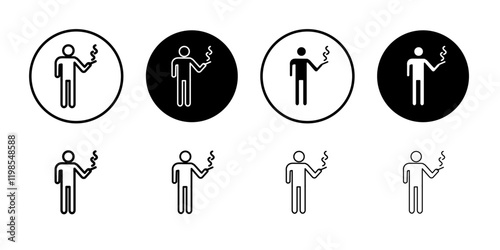 Person smoking icon Flat art illustration in outline