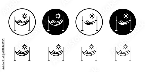 Person relaxing on hammock icon Flat art illustration in outline