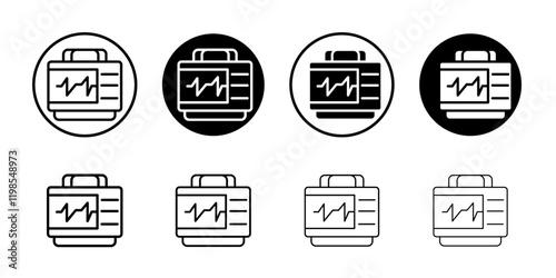 Rescue defibrillator icon Flat art illustration in outline