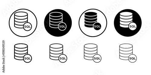 SQL server icon Flat art illustration in outline