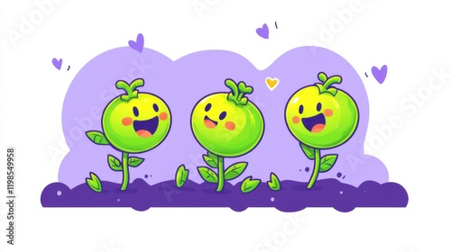 Joyful cartoon vegetables celebrating together colorful background digital illustration fun concept