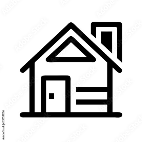 Simple Line Art Illustration of a Cozy Home icone vector design (1)