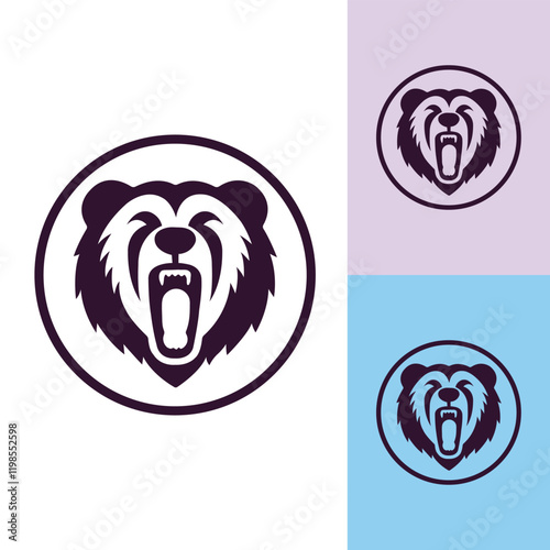 Roaring Bear Head Minimalist Logo