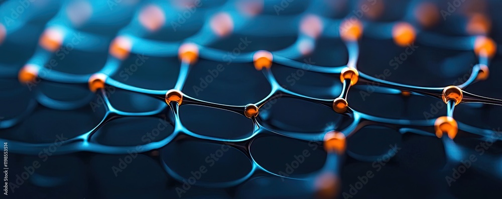 Obraz premium Dust pollution concept. Abstract close-up of interconnected particles creating a modern digital network.