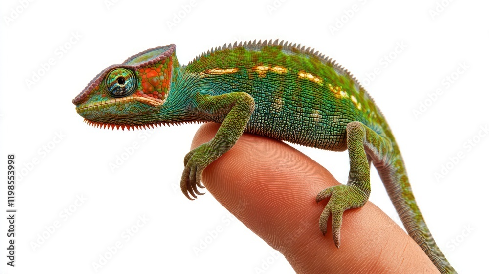 Fototapeta premium Chameleon on a finger