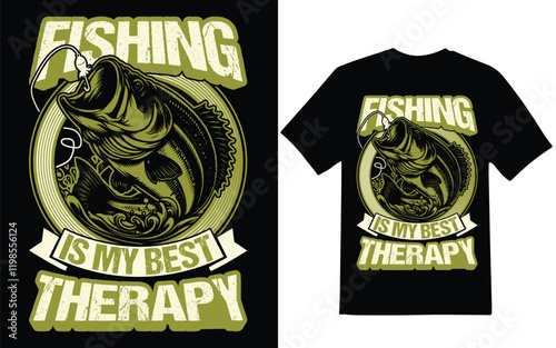Fishing t-shirt design. Fishing is my best therapy t-shirt design. Graphic design.