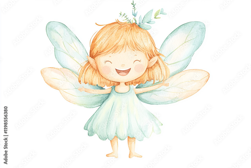 The image is a colorful illustration of a fairy with orange hair wearing a green dress The image is a colorful illustration of a fairy with orange hair wearing a green dress