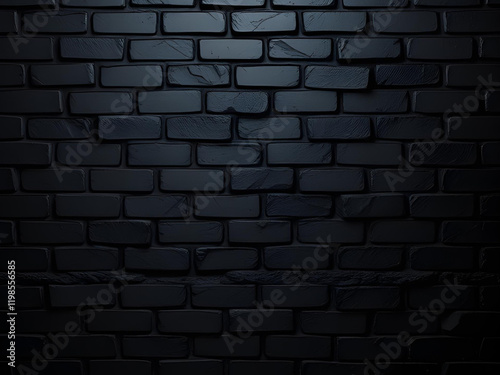 Black Wall Background - Surface of Dark Jagged Brick with Abstract Texture

