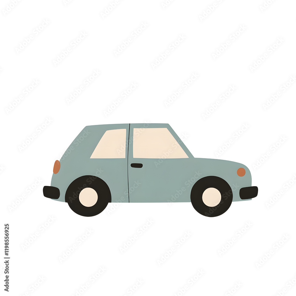Flat Minimal Car Design for Kids with Muted Teal and Orange Details Flat Minimal Car Design for Kids with Muted Teal and Orange Details