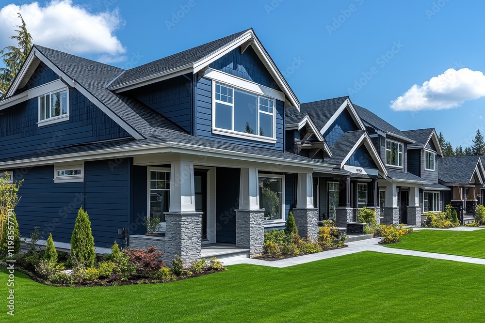 Modern Suburban Houses in USA with Driveways Modern Suburban Houses in USA with Driveways