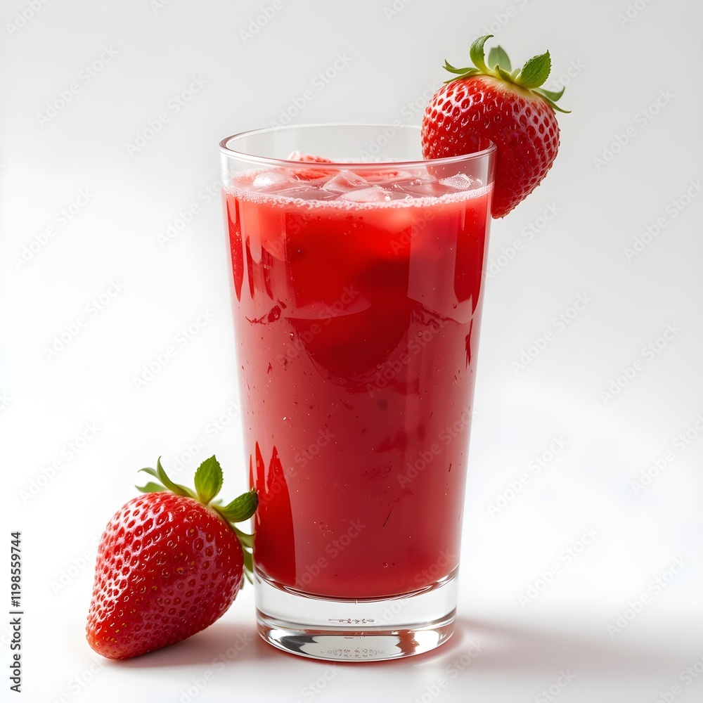 Fresh Strawberry Juice in a Glass Isolated on White Background for Refreshing Beverage Design Fresh Strawberry Juice in a Glass Isolated on White Background for Refreshing Beverage Design