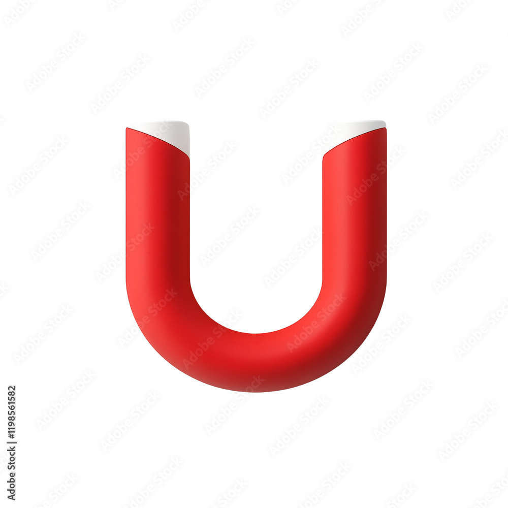 A 3D rendered image of a red horseshoe magnet against a plain white background. A 3D rendered image of a red horseshoe magnet against a plain white background.