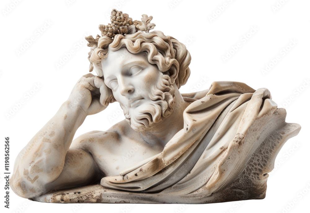 Fototapeta premium PNG Ancient marble statue resting peacefully.