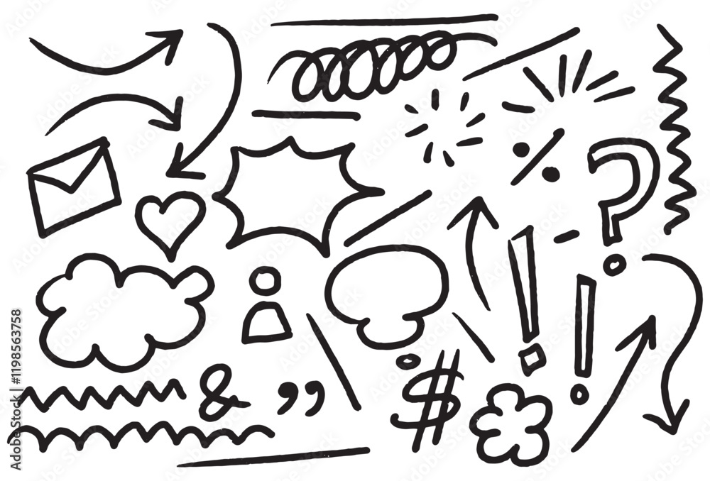 Chalk scribble doodle arrow, line elements set. Crayon arrow, underline, handwritten mark check. Rough hand drawn marker sketch with brush grunge texture. Vector illustration of kids pencil drawing. Chalk scribble doodle arrow, line elements set. Crayon arrow, underline, handwritten mark check. Rough hand drawn marker sketch with brush grunge texture. Vector illustration of kids pencil drawing.