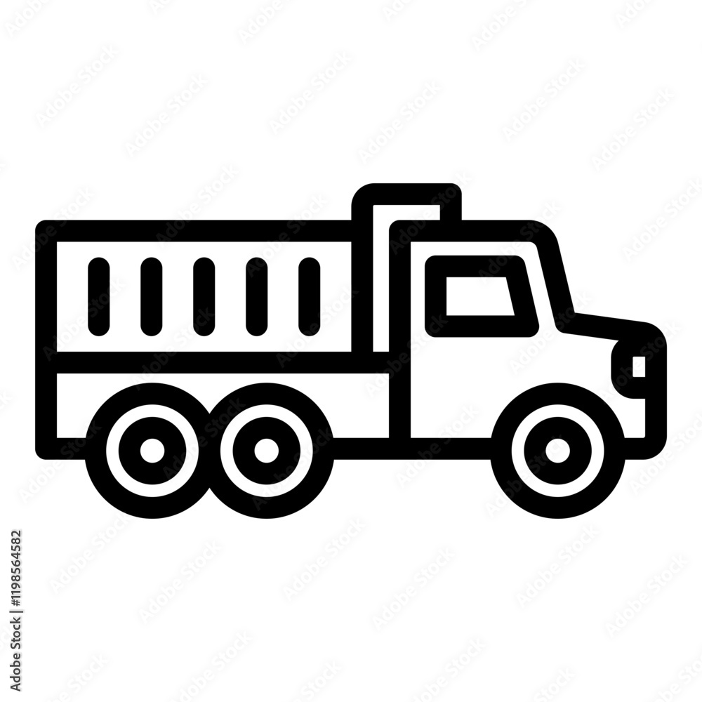 Dump truck icon. Vector line icon Dump truck icon. Vector line icon