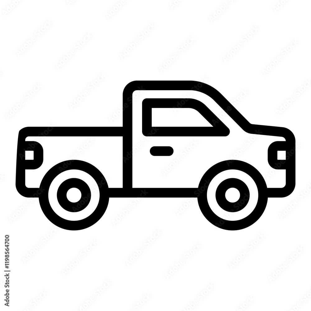 Pickup truck icon. Vector line icon Pickup truck icon. Vector line icon