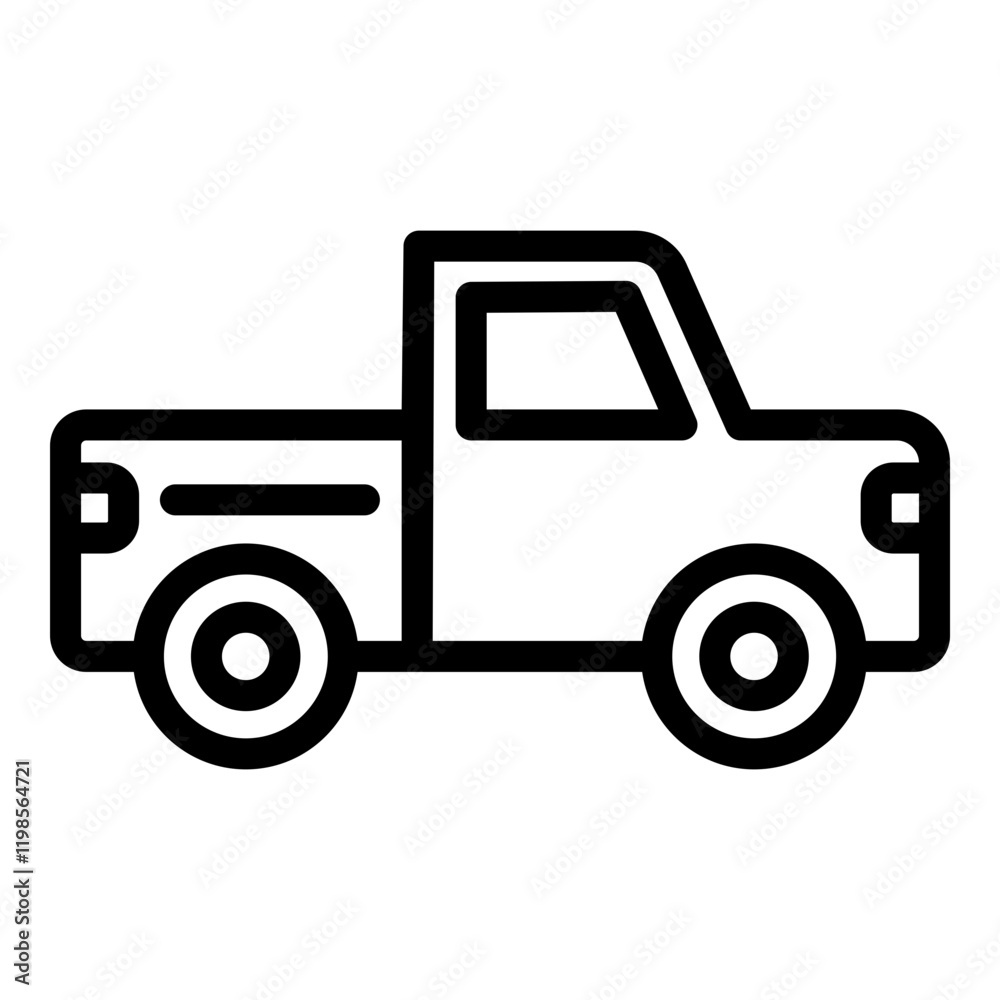Pickup truck icon. Vector line icon Pickup truck icon. Vector line icon