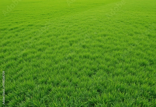 High-angle view of vibrant green grass field