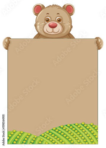 Cute Bear with Blank Sign