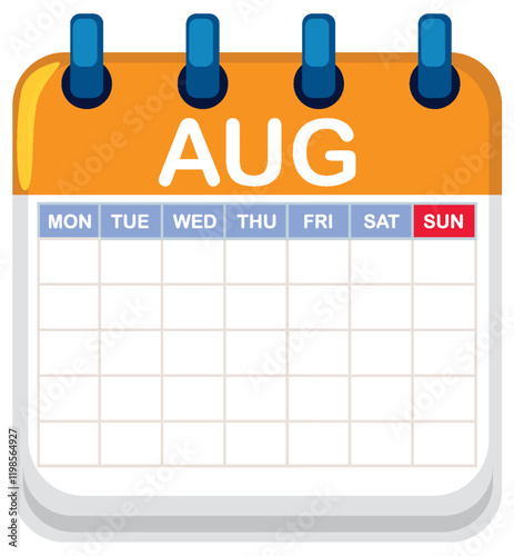 August Calendar Page Illustration