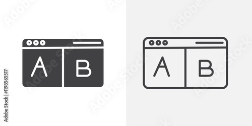 A B test icons. flat and line style set