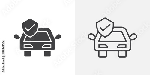 Auto insurance icons. flat and line style set