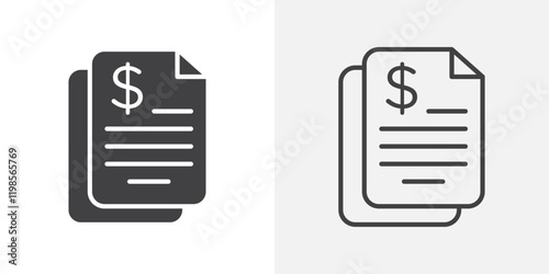 Bank statement icons. flat and line style set