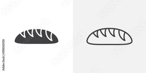 Bread loaf icons. flat and line style set
