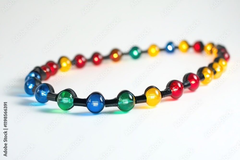 A string of colorful holiday lights featuring red, yellow, blue, and green bulbs connected by A string of colorful holiday lights featuring red, yellow, blue, and green bulbs connected by