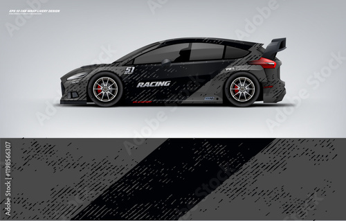 simple black wrap decal or livery design, Hatchback wrap black livery design