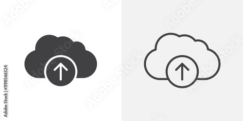 Cloud upload icons. flat and line style set