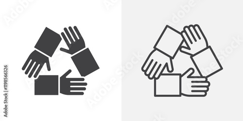 Collaboration icons. flat and line style set