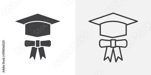Degree icons. flat and line style set