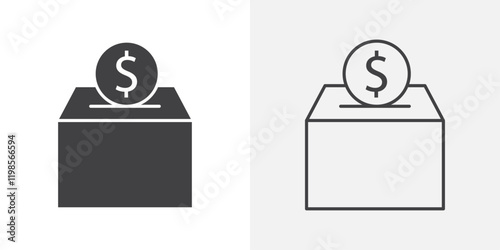 Donations icons. flat and line style set