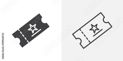 Event ticket icons. flat and line style set