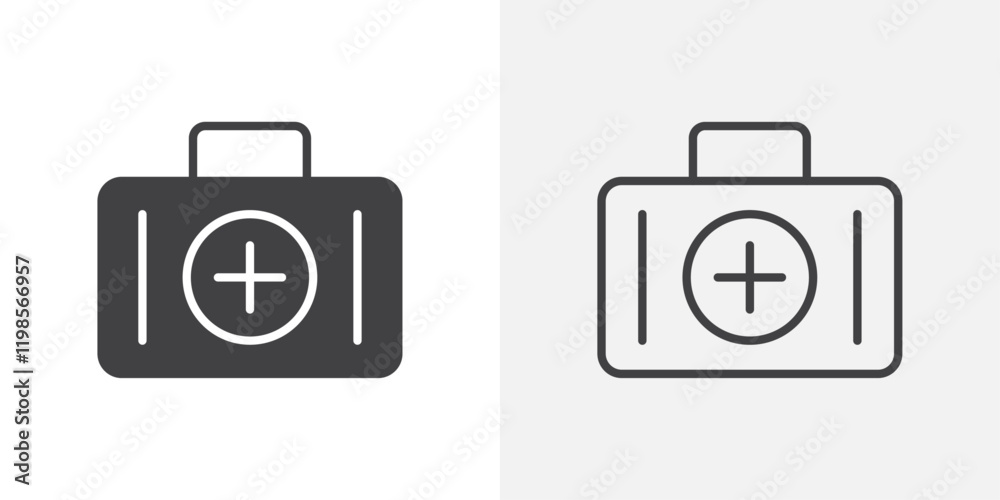 First aid kit icons. flat and line style set First aid kit icons. flat and line style set